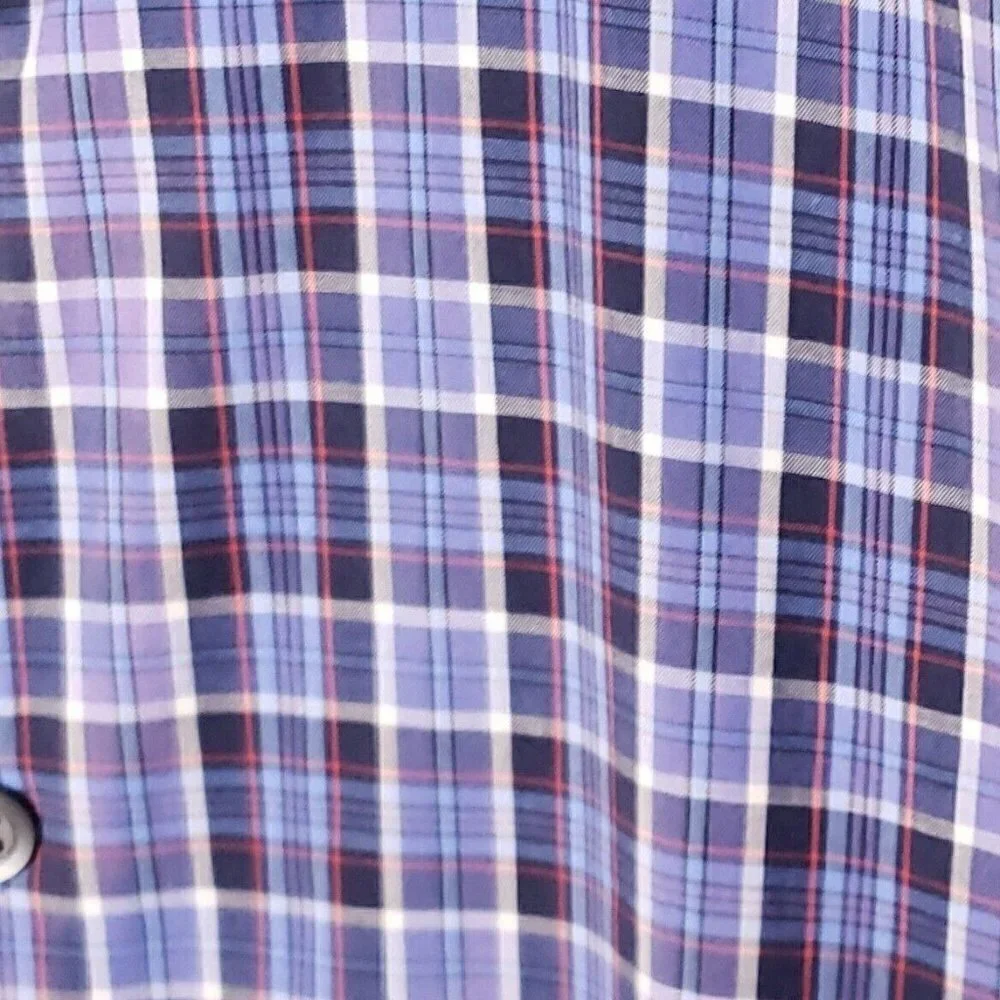 Banana Republic Mens Blue Plaid Short Sleeve Dress Shirt Small